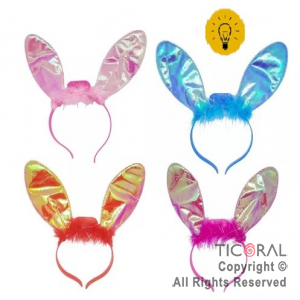 VINCHA OREJAS DE CONEJO COLORES SURTIDOS LUMINOSA X 1